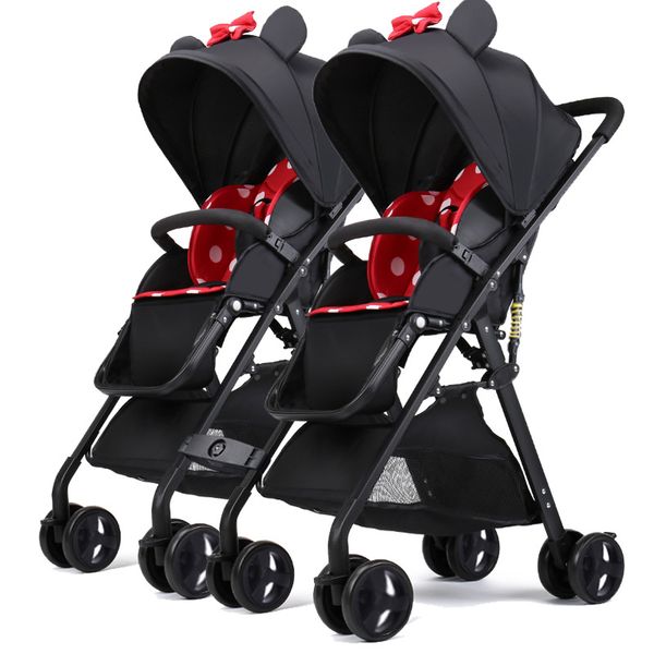 

light weight twin baby stroller can sit lie folding portable high landscape pocket umbrella child double newborn carts