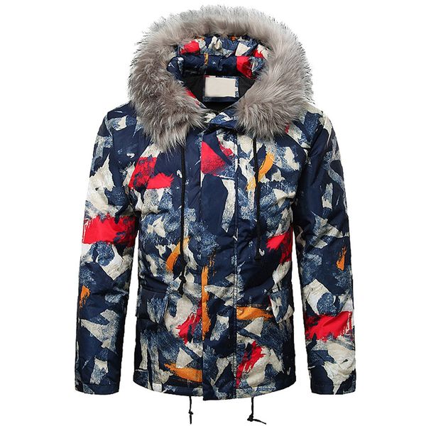 

feitong winter jacket men parka autumn camouflage print pullover long sleeve hooded blouse men clothes 2018 parka male, Black
