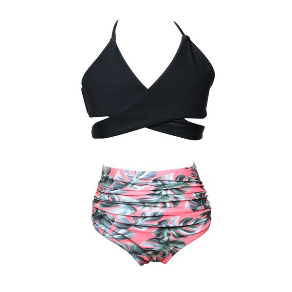 

2018 summer infant baby girl swimwear swimsuit biquini print crosss bandage bikini two pieces swimwear swimming costume ju1