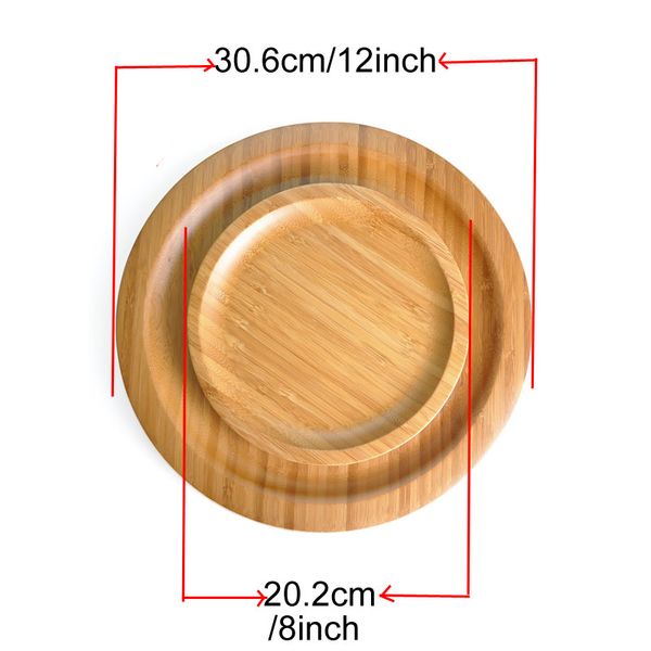 

round natural two size bamboo serving trays food snack candy plate tea food server dishes water drink platter food bamboo tray dh1292 t03