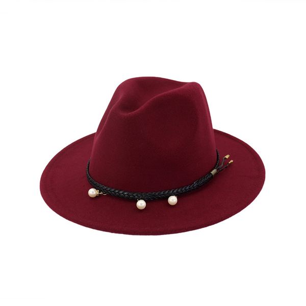

fashion-classical wool felt fedora hats black ribbon pearl decorated 12 colors women panama jazz trilby derby hat, Blue;gray