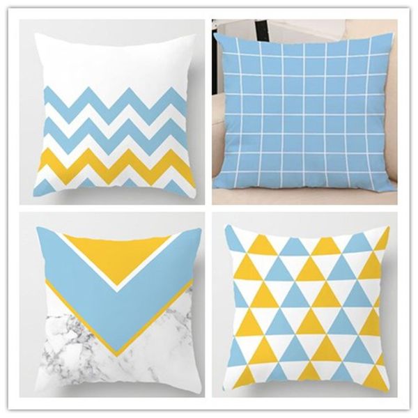 

christmas pillow yellow geometric striped cushion cover velvet pillow case for sofa office car home pillowcase lattice