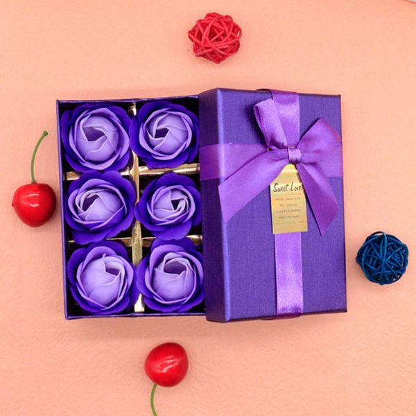 

6 pieces / set diy gift box home decoration exquisite soap flower rose flower head rose soap gift box
