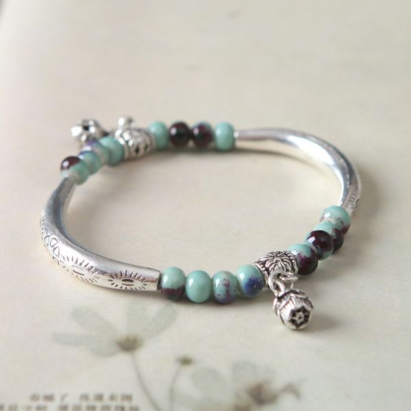 

accessories yunnan gifts exquisite tibetan jewelry lovers bracelet fashion ethnic style bracelet tibetan silver jewelry, Golden;silver