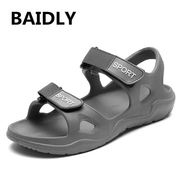 

men sandals brand new breathable comfortable summer sandals shoes fashion flat male slippers, Black