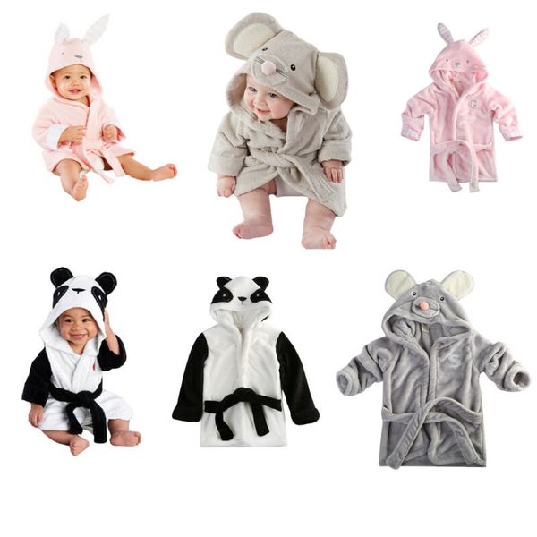 

baby kids cute animal cartoon 2019 kids hooded bath towel children boy girl bathrobe soft new wrap bathing robe suit 6m-5y, White