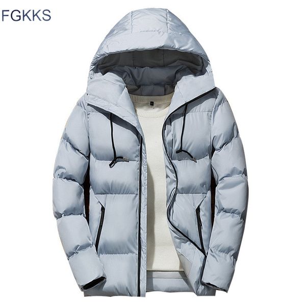 

fgkks winter men parka jacket 2019 men's winter solid color simple warm thick hooded jacker casual down jacket male, Tan;black