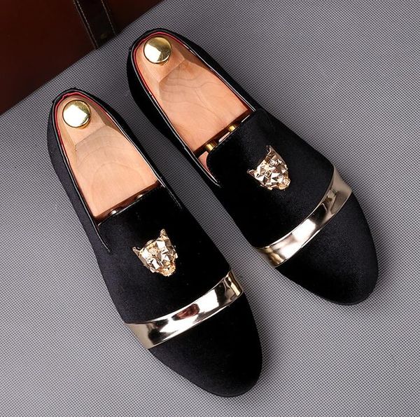 

party shoes men platform dress shoe fashion designer slip on loafers man italian luxury brand wedding shoe mocasines hombre, Black