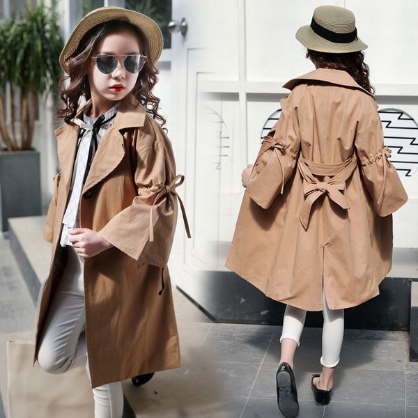 

children baby girl spring autumn new trench coats 2019 korean style fashion belt loose jackets kids teens outerwear, Blue;gray