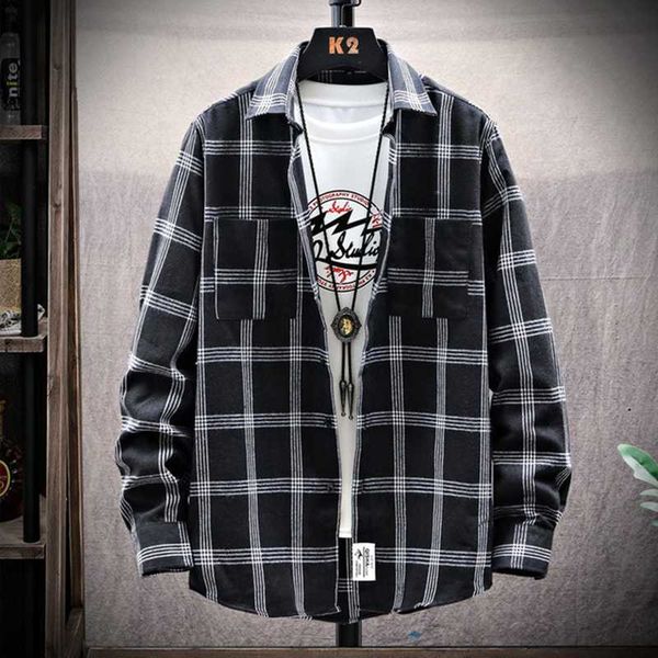 

casual men plaid shirt spring autumn cotton shirt men dress shirts fashion long sleeve slim fit chemise homme social male, White;black