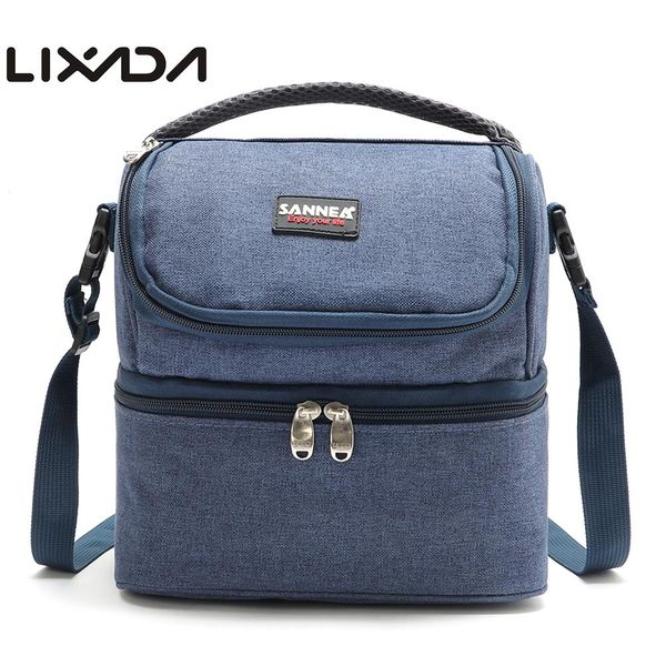 

lixada 7l double-deck insulated bag cooler lunch tote outdoor camping bbq picnic cooler tote bag fresh shoulder