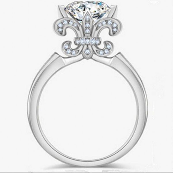 

2019 new arrival selling luxury jewelry 925 sterling silver round cut white clear 5a cubic zirconia eternity women ring gift, Slivery;golden