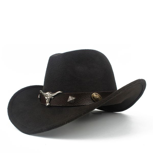 

2019 детский детский wool hollow western cowboy hat рулонная брим мальчик девочка outblack сомбреро hombre jazz cap размер 52-54, Blue;gray