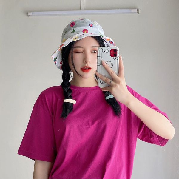 

2pcs/lot summer fresh floral fisherman hats thin net yarn sunscreen caps for women beach travel embroidery hat fashion accessories, Blue;gray