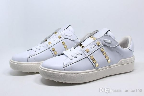 

women men mgenuine leather metal spike lady comfort casual shoe sport sneaker casual leather shoes personality womens hiking trail flat shoe, Black