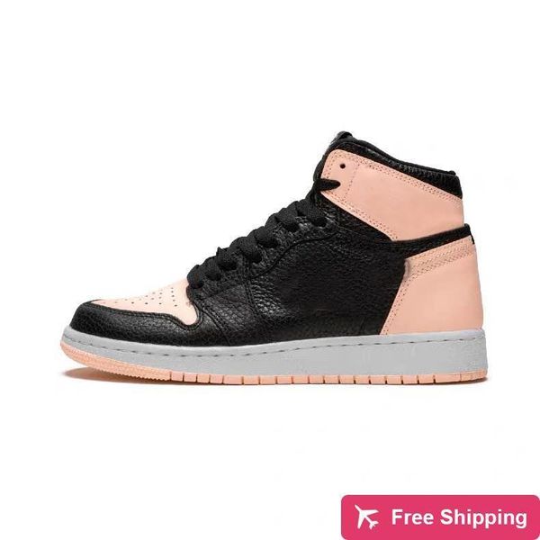 

with box new 2019 mens basketball shoes sneakers 1s crimson tint 555088-081 for men brand designer sports trainers black pink men us7.5-12