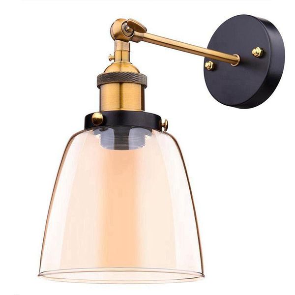 

attic retro wall lamp oval transparent glass design wall lamp vintage industrial home light metal base