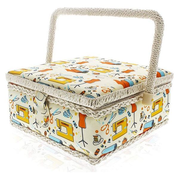 

storage box needles scissor thread storage cases wooden frame sewing box home container organization, Black