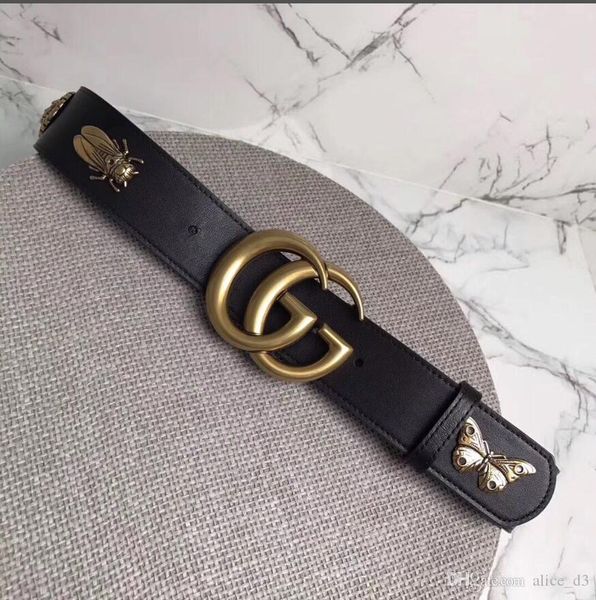 

2019 5a leather belt with new double buckle width luxury belt designer belts tiger buckle men women belts for women with box, Black;brown