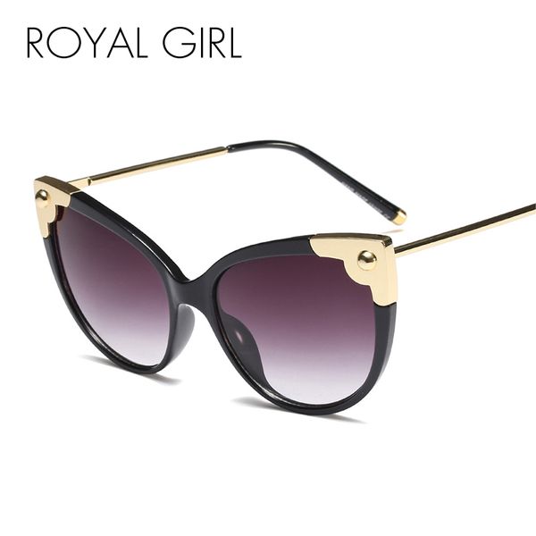 

royal girl design 2020 women cat eye classic retro oval sunglasses ladies trending sunglasses pink mirror lens uv400 protection, White;black