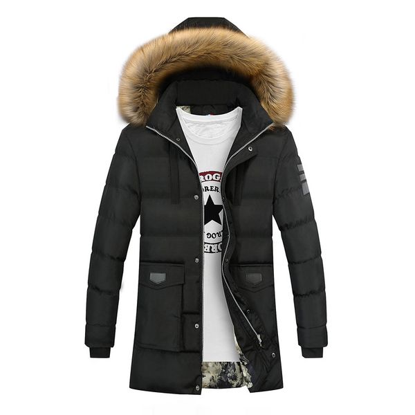 

2019 new winter men parkas fashion striped men/male long outwear coats hooded thick warm windbreaker couple jackets clothing, Black