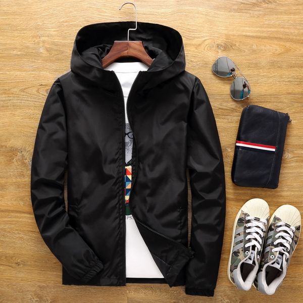 

7xl autumn man loose jacket printable logo hooded thin light quick drying polyester outdoor hiking climbing fishing sports coat, Blue;black