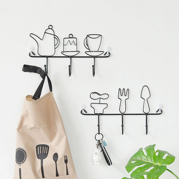 

nortic style adorable design wall hooks solid black color iron art plain style home hanging decor useful simple lines hook