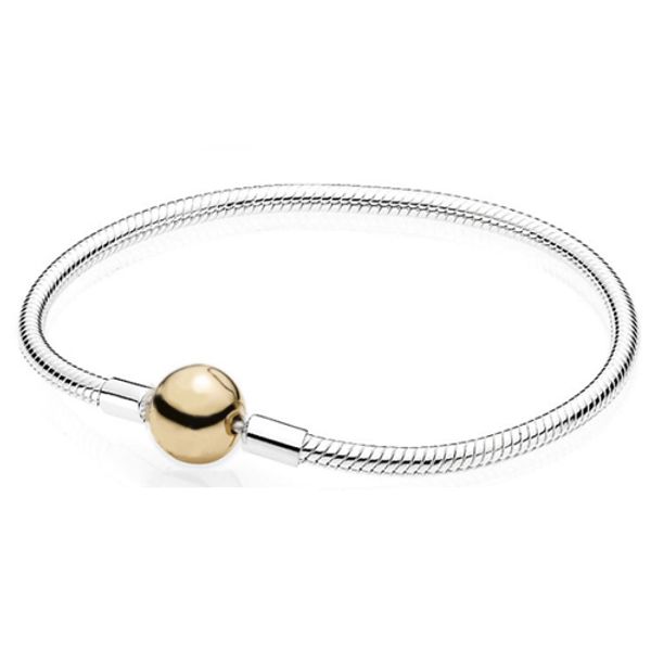 

новый 925 стерлингового серебра классический браслет золото ясно cz шарм бисера fit diy кристалл браслеты ювелирные изделия завод оптовая пр, Golden;silver