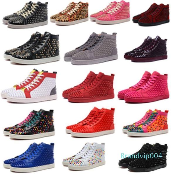 

2019 модный дизайнерский бренд шипованные шипы квартиры обувь мужские сандалии красные нижние туфли для мужчин и женщин любителей вечеринок, Black