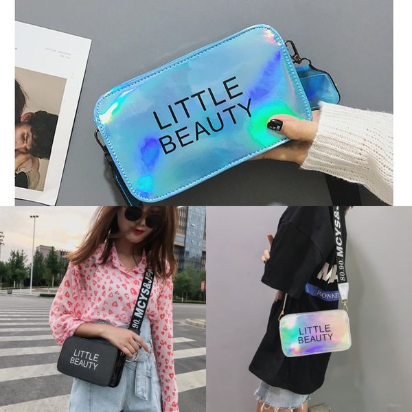 

summer transparent female 2019 wide shoulder strap messenger shoulder strap small square bag laser small square bag female