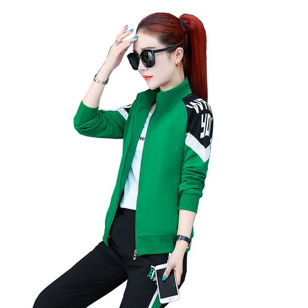 

активные спортивные костюмы женщины 3 шт наборы 1876 весна осень новое прибытие женщин на открытом воздухе одежда с длинным рукавом куртки, Gray