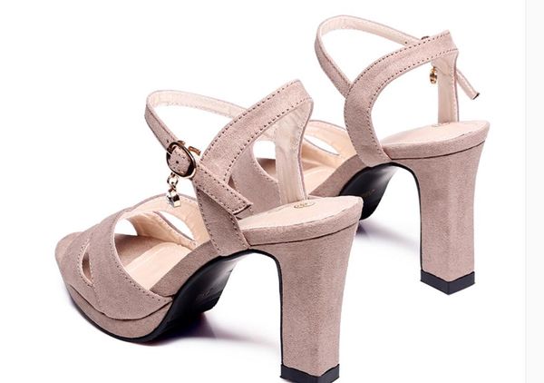 

2019 women's sandals in summer with new style high heel coarse heel @71, Black