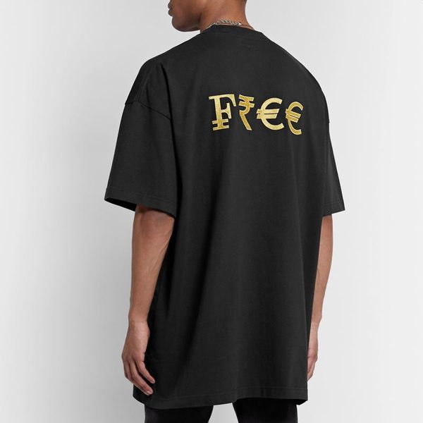 

20ss gold thread logo embroidery printing tee washed t-shirt fashion casual high street short sleeves men women summer shirt tee hfymtx800, White;black