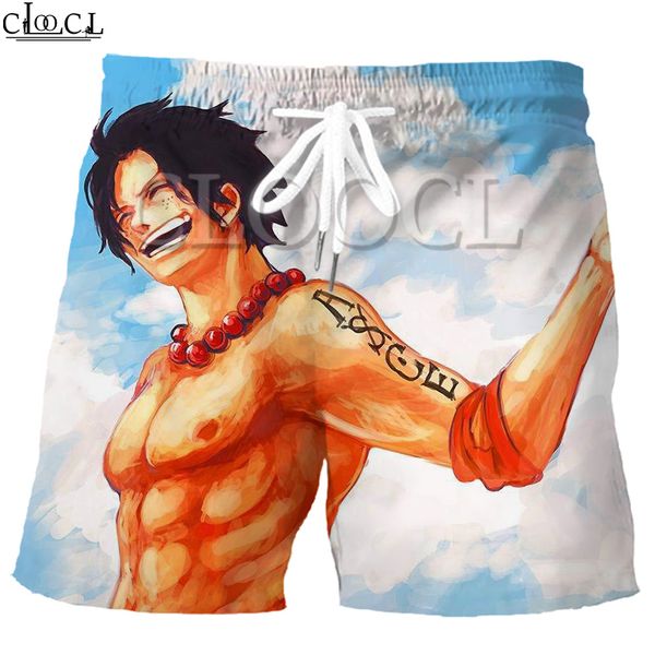

cloocl japanese anime one piece summer beach shorts 3d print fashion men sport harajuku leisure fitness pants, White;black