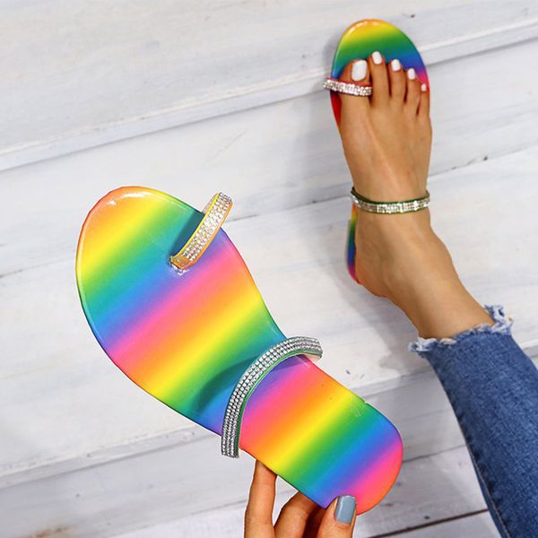 

slippers women's clip toe colorful flip flop rhinestone bling ladies slides woman slippers candy color pu glitter fashion female, Black