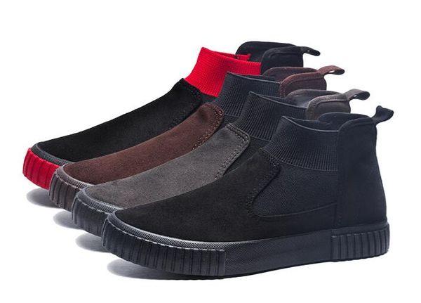 

nice autumn new fashion men slip-on suede leather casual shoes trend shoes cool loafers, Black