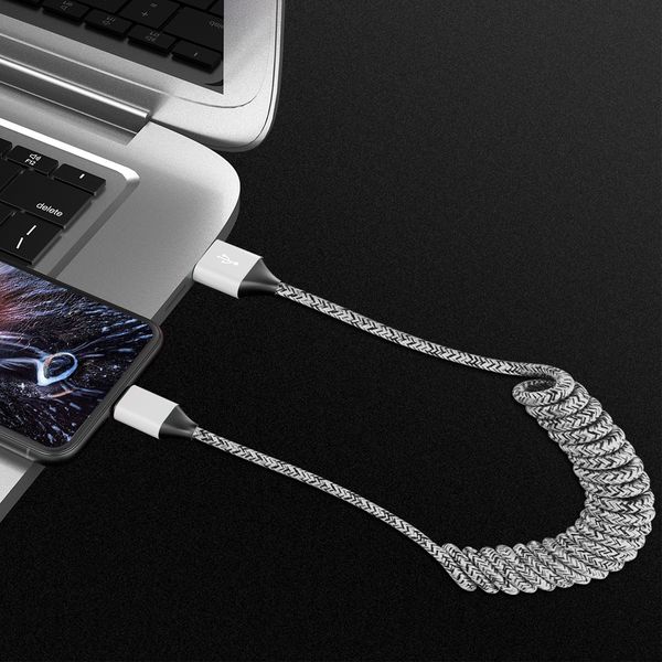 

high load spring loaded nylon fast data cable for type-c qc3.0