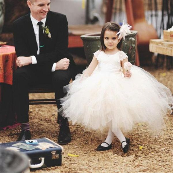 

white flower girl dress for wedding soft fluffy tulle lace applique ball gown o-neck first holy communion birthday party dresses, Red;yellow