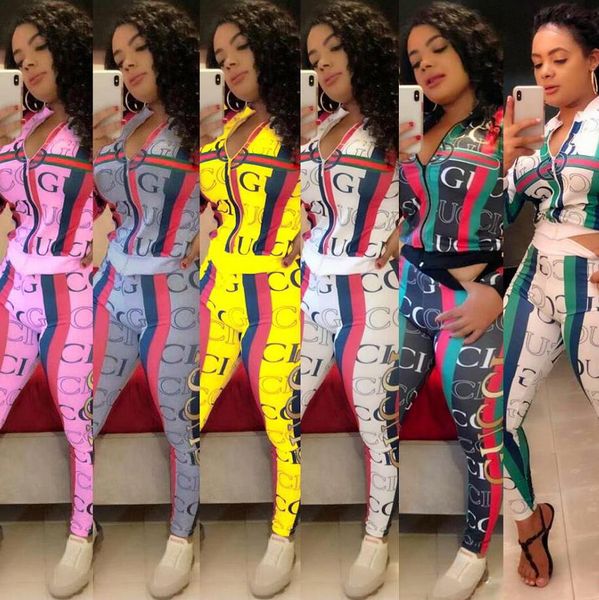 

italy 6 colors womens two piece sets slim casual and skinny pants set female sweatsuit alphabet printed two pieces set, Gray