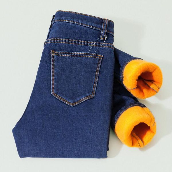 

womens designer jeans women designer pants warm winter modern for women female trousers soft black jeans plus velvet thick insulated, Blue