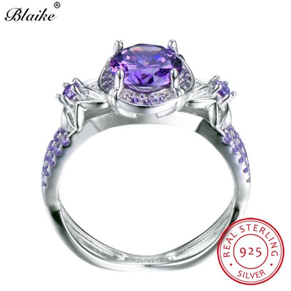 

fashion-l 925 sterling silver simulated alexandria june birthstone rings for women light purple zircon star flower ring, Golden;silver