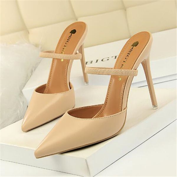 

women mules pointy toe high heel stilettos cut out slides summer pumps denim shoes slingback heels, Black
