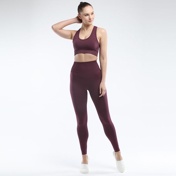 

svokor seamless sport suit women fitness yoga set gym clothing 2 piece backless sport bra high waist leggings workout pants, White;red