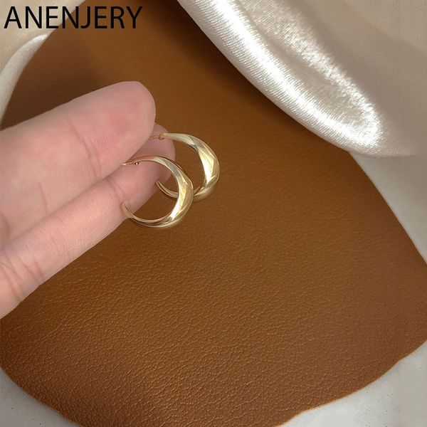 

anenjery temperament geometric curve stud earring gift for women girl fashion simple jewelry wholesale s-e1181, Golden;silver