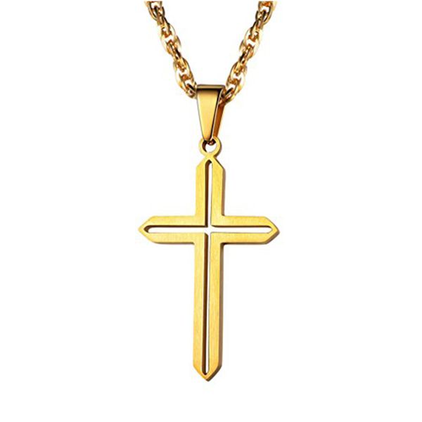 

pendant necklaces mens cross stainless steel gold chians necklace steampunk variety jewelry for neck gifts male accessories, Silver