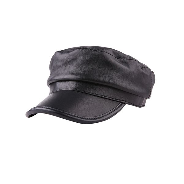 

winter sheep skin leather hat men women casual leather hat flat cap youth, Blue;gray