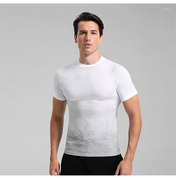 

designer tshirt short sleeve crew neck breathable tees gradient color mens running clothing mens summer sport, White;black