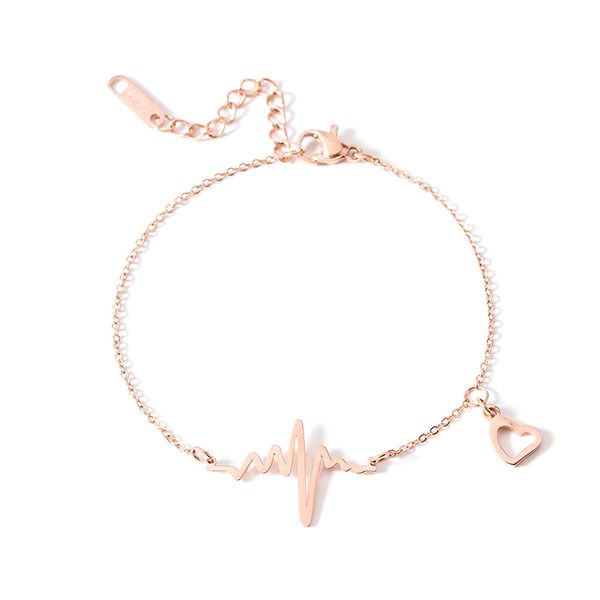 

jian yun accessories korean-style electrocardiogram anklet womens small heart-shaped titanium steel extension chain send friends gifts, Red;blue
