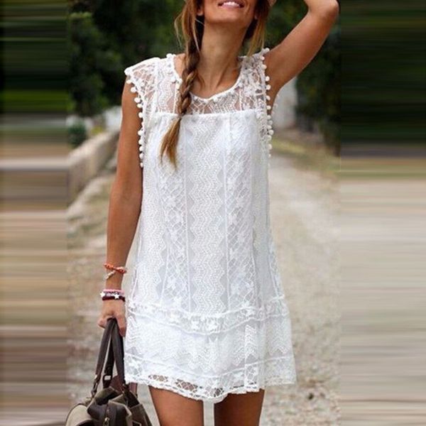 

год sexy кружева выдалбливают короткие фонд платье, White;black