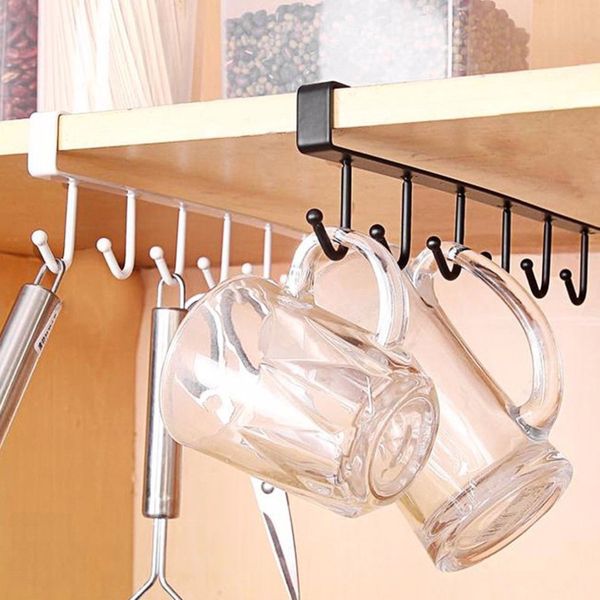 

u type design 6 hook rack bathroom kitchen organizer seamless hanging multi hooks wine coffee cup storage holder dishes racks